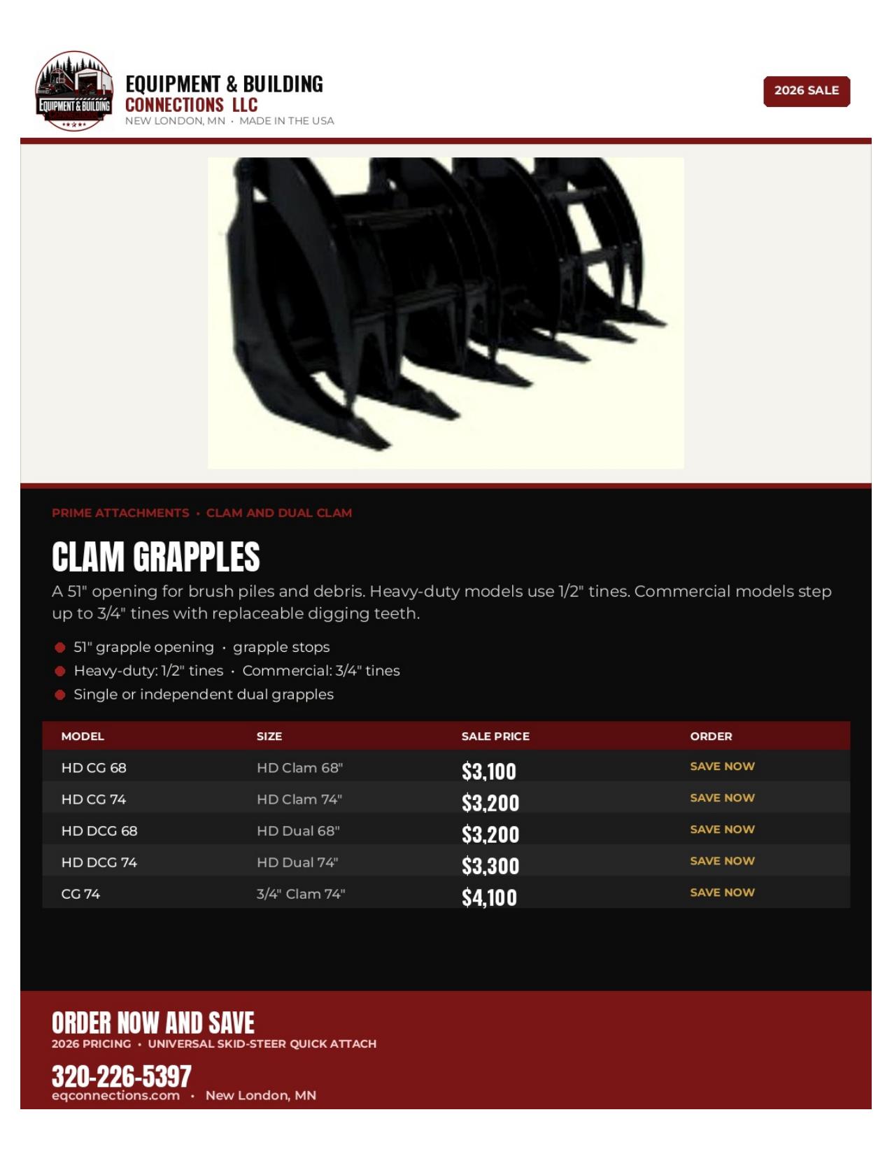 Prime Attachments Clam Grapple — Skid Steer | New London, MN